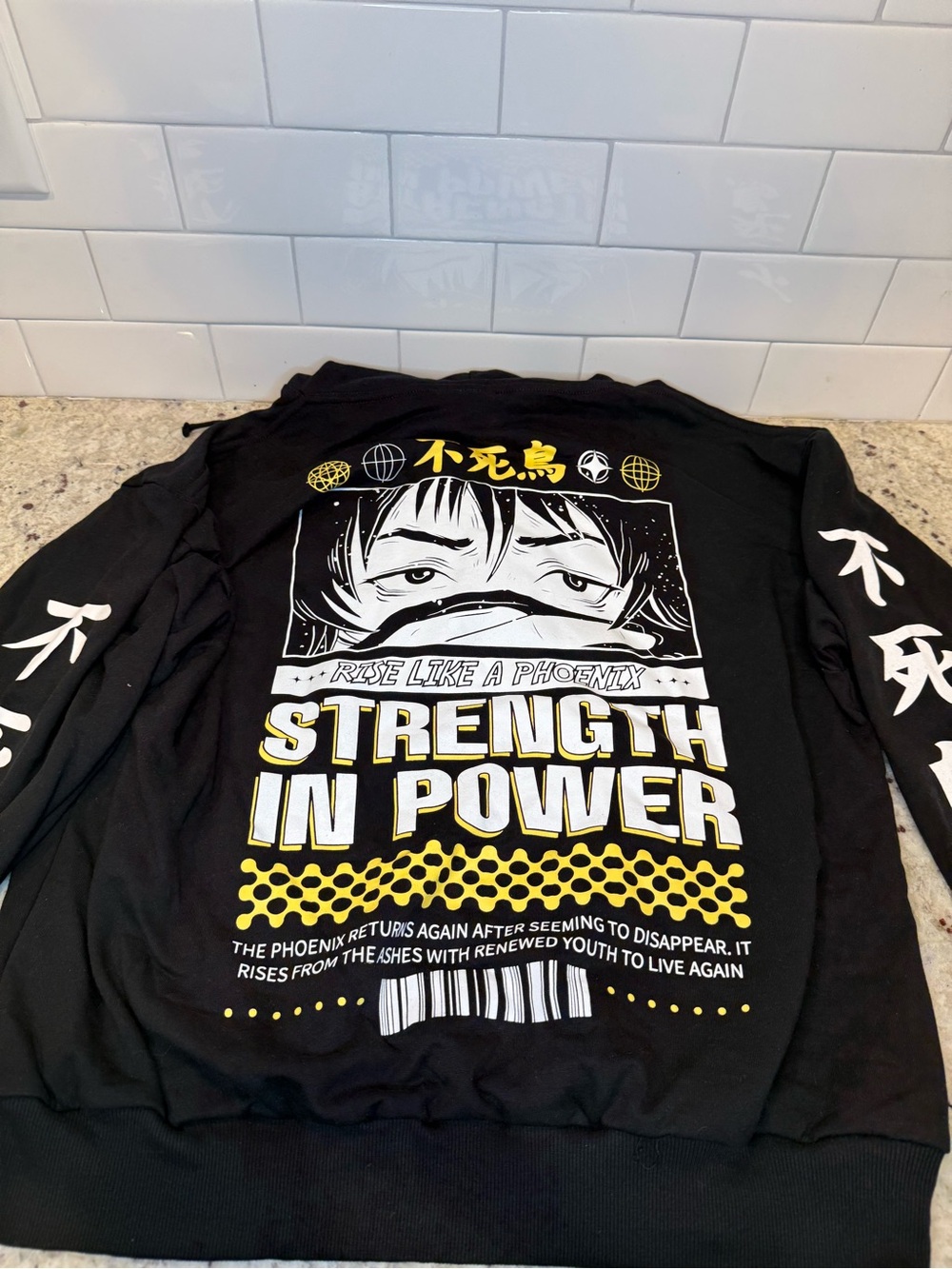 Skinny Dip Strength In Power Graphic Hooded Sweatshirt Size M NWT